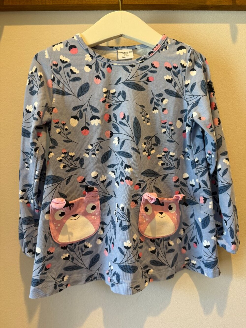 Polarn O. Pyret Woodland Floral Owl Pocket Long Sleeve Top